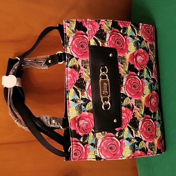 Juicy Couture Handbags - Black Multi Rose Juicy Couture Purse